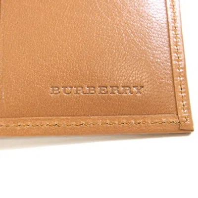 Pre-owned Burberry Dark Beige Orange Leather Wallet (bi-fold) ()