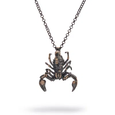 Ebru Jewelry Men's Scorpion Guardian Men's Sterling Silver Necklace - Silver In Gray