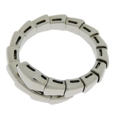 Pre-owned Bvlgari Serpenti Silver White Gold Band Ring ()
