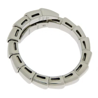 Pre-owned Bvlgari Serpenti Silver White Gold Band Ring ()