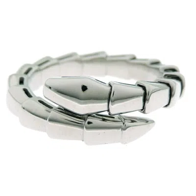 Pre-owned Bvlgari Serpenti Silver White Gold Band Ring ()