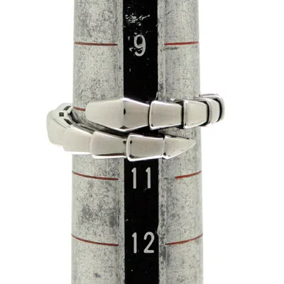 Pre-owned Bvlgari Serpenti Silver White Gold Band Ring ()