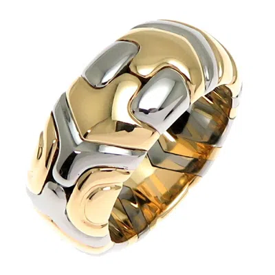 Pre-owned Bvlgari Yellow Yellow Gold (18k) Stainless Steel Band Ring ()