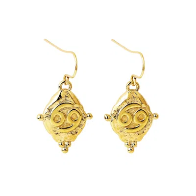 Seven Saints Women's Cancer Vintage-style Dangle Earrings, Gold Plated In Gold