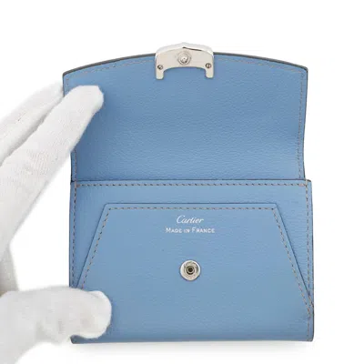 Pre-owned Cartier Light Blue Leather Coin Purse/coin Case ()