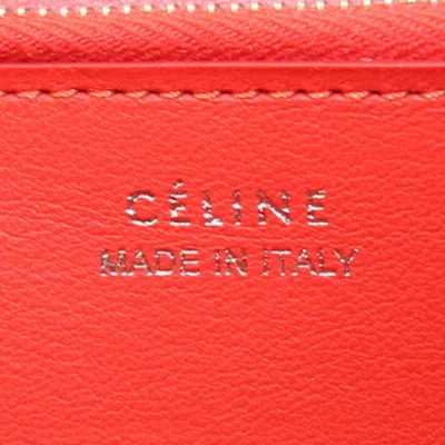 Pre-owned Celine Beige Red Color Leather Long Wallet (bi-fold) () In Multi