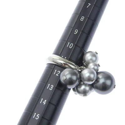 Pre-owned Celine Silver Gray Metal Band Ring ()
