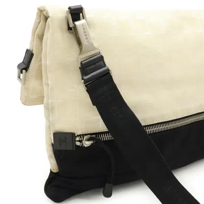 Pre-owned Chanel Black Ivory Nylon Shoulder Bag Tote Bag () In Multi