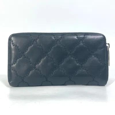 Pre-owned Chanel Black Leather Long Wallet (bi-fold) ()