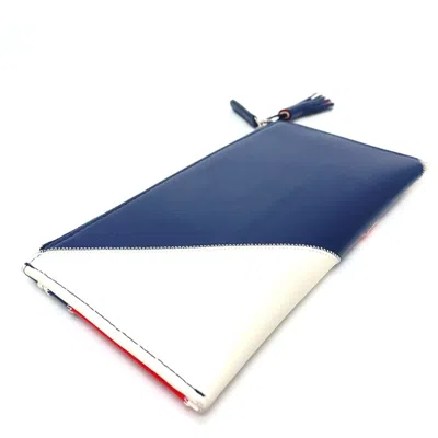 Pre-owned Chanel Blue Red Color White Leather Coin Purse/coin Case ()
