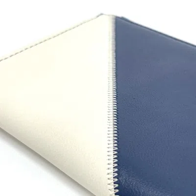 Pre-owned Chanel Blue Red Color White Leather Coin Purse/coin Case ()