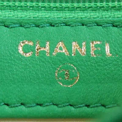 Pre-owned Chanel Green Grained Calfskin Wallet (bi-fold) ()