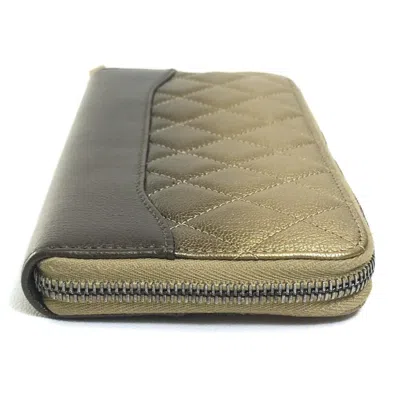 Pre-owned Chanel Matelasse Gold Brown Leather Long Wallet (bi-fold) ()