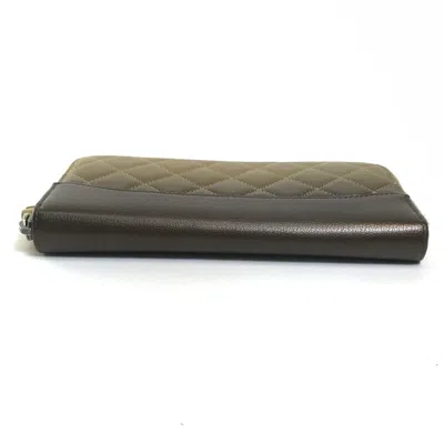 Pre-owned Chanel Matelasse Gold Brown Leather Long Wallet (bi-fold) ()