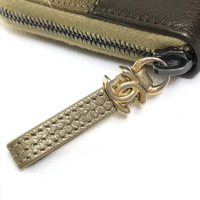 Pre-owned Chanel Matelasse Gold Brown Leather Long Wallet (bi-fold) ()