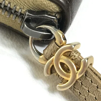 Pre-owned Chanel Matelasse Gold Brown Leather Long Wallet (bi-fold) ()