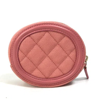 Pre-owned Chanel Pink Grained Calfskin Coin Purse/coin Case ()