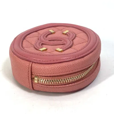 Pre-owned Chanel Pink Grained Calfskin Coin Purse/coin Case ()