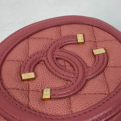 Pre-owned Chanel Pink Grained Calfskin Coin Purse/coin Case ()