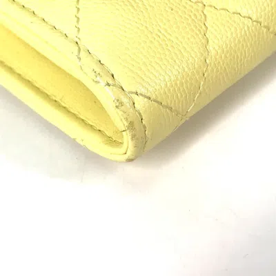 Pre-owned Chanel Yellow Grained Calfskin Long Wallet (bi-fold) ()