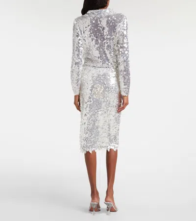 Christopher Esber Opaline Sequined Midi Skirt In Silver