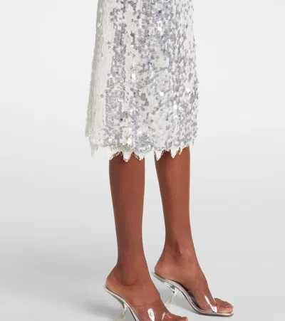 Christopher Esber Opaline Sequined Midi Skirt In Silver
