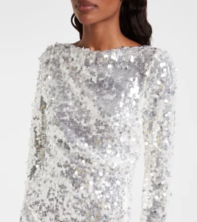 Christopher Esber Opaline Open-back Sequined Minidress In Gray