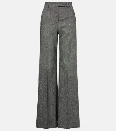 Valentino High-rise Wool-blend Wide-leg Pants In Gray