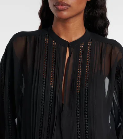 Polo Ralph Lauren Lace-trimmed Georgette Midi Dress In Black