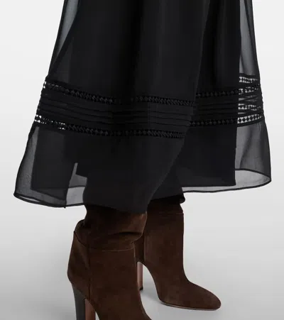 Polo Ralph Lauren Lace-trimmed Georgette Midi Dress In Black