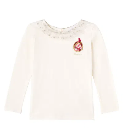 Bonpoint Tidjany Embellished Patch-appliqué Cotton T-shirt In Neutral