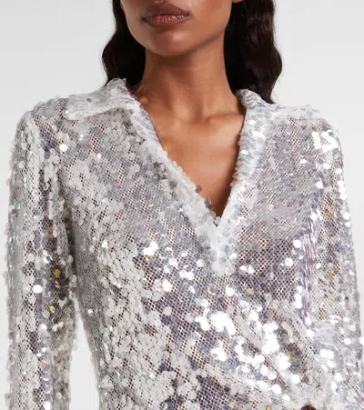 Christopher Esber Opaline Sequined Top In Silver