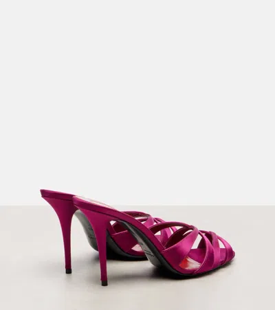 Saint Laurent 95mm Chandelle Satin Mules In Pink