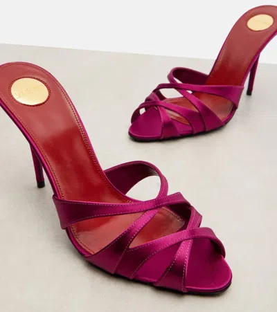 Saint Laurent 95mm Chandelle Satin Mules In Pink