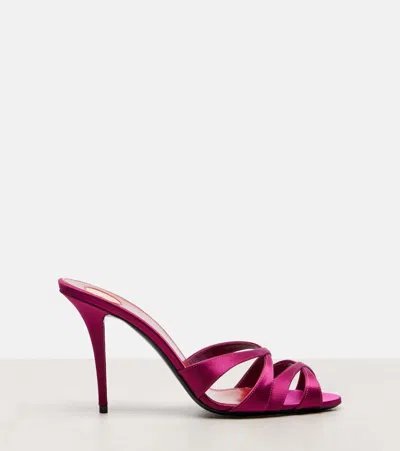 Saint Laurent 95mm Chandelle Satin Mules In Pink