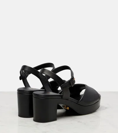 Prada Leather Platform Sandals In Black