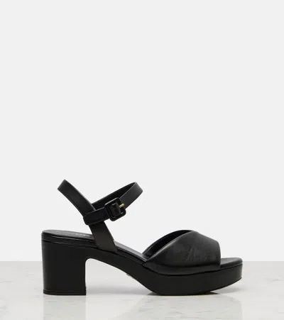 Prada Leather Platform Sandals In Black