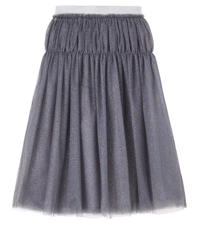 Il Gufo Embellished Tulle Skirt In Gray