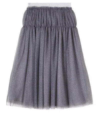 Il Gufo Embellished Tulle Skirt In Gray