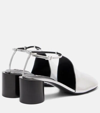 Jil Sander Metallic Leather Pumps In Silver