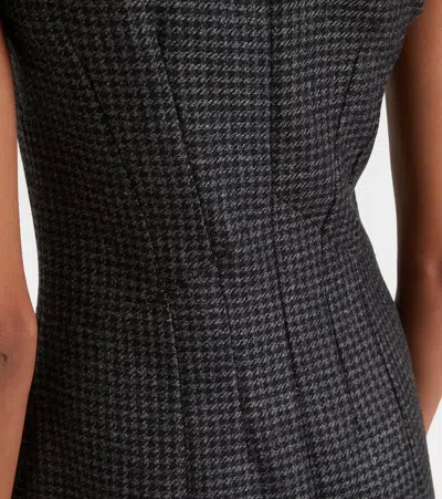 HARTLEY千鸟格羊毛混纺中长连衣裙