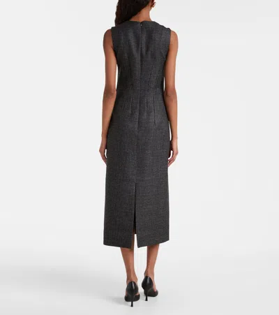 HARTLEY千鸟格羊毛混纺中长连衣裙