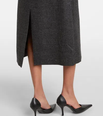 HARTLEY千鸟格羊毛混纺中长连衣裙