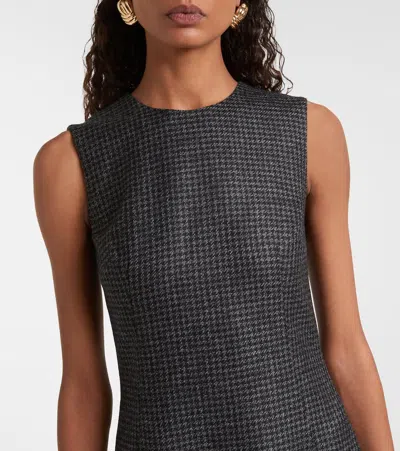 HARTLEY千鸟格羊毛混纺中长连衣裙