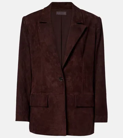 Stouls Berliner Suede Blazer In Burgundy