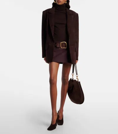 Stouls Berliner Suede Blazer In Burgundy