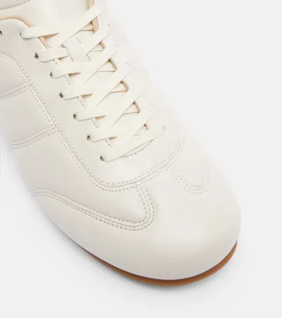 Lemaire Calf Leather Soft Runner Sneakers With Contrasting Heel Tab In White