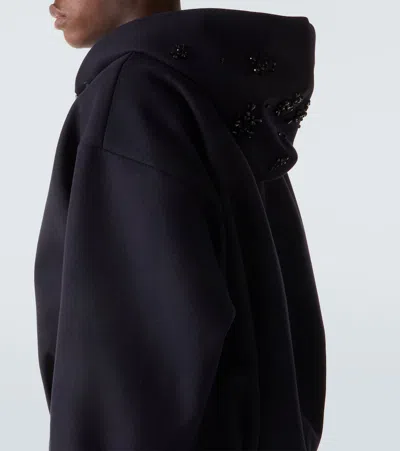 Simone Rocha Embellished Wool-blend Hoodie In Black