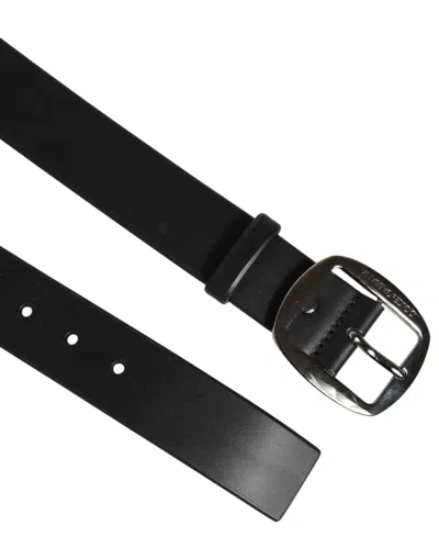 Pre-owned Dolce & Gabbana Black Leather Classic Metal Logo Buckle Men's Belt ()