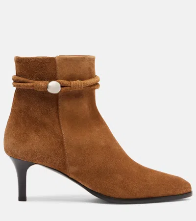 Isabel Marant Miniky Button Suede Ankle Boots In Brown